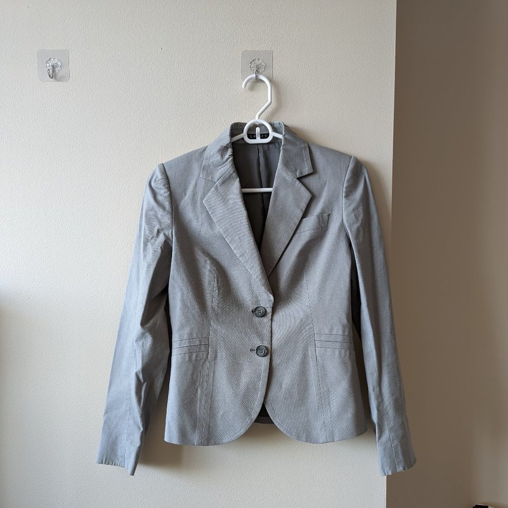 THEORY Women's Blazer Suit Jacket Gray RN# 98406 Lined; Cotton Blend; Size 00